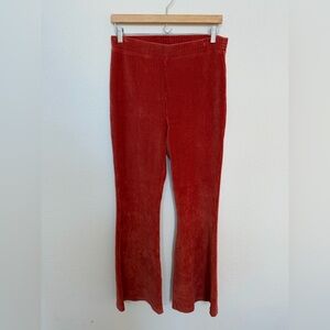 Aerie Groove-On Rib Velour Flare Pants Womens Size Large Orange Pull On Boho